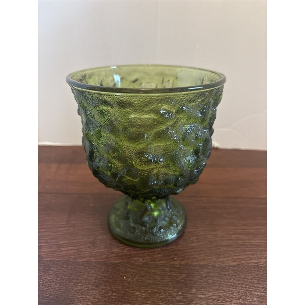 E.O. Brody Green‎ Glass Goblet 1960's Vintage Candy Dish Planter Compote A102